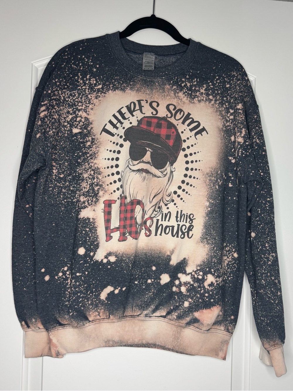 Bleached Grey Graphic Christmas Holiday Sweatshirt